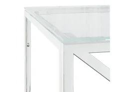 Mesa De Centro| Mesa de centro 110x45x45 cm aço inoxidável e vidro PT566234 Prateado