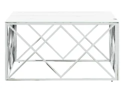 Mesa De Centro| Mesa de centro 80x80x40 cm aço inoxidável e vidro PT311558 Prateado