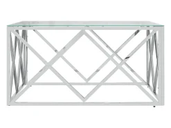 Mesa De Centro* Mesa de centro 80x80x40 cm aço inoxidável e vidro PT936026 Prateado