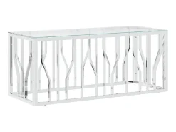 Clearance Mesa de centro 110x45x45 cm aço inoxidável e vidro PT454250 Prateado