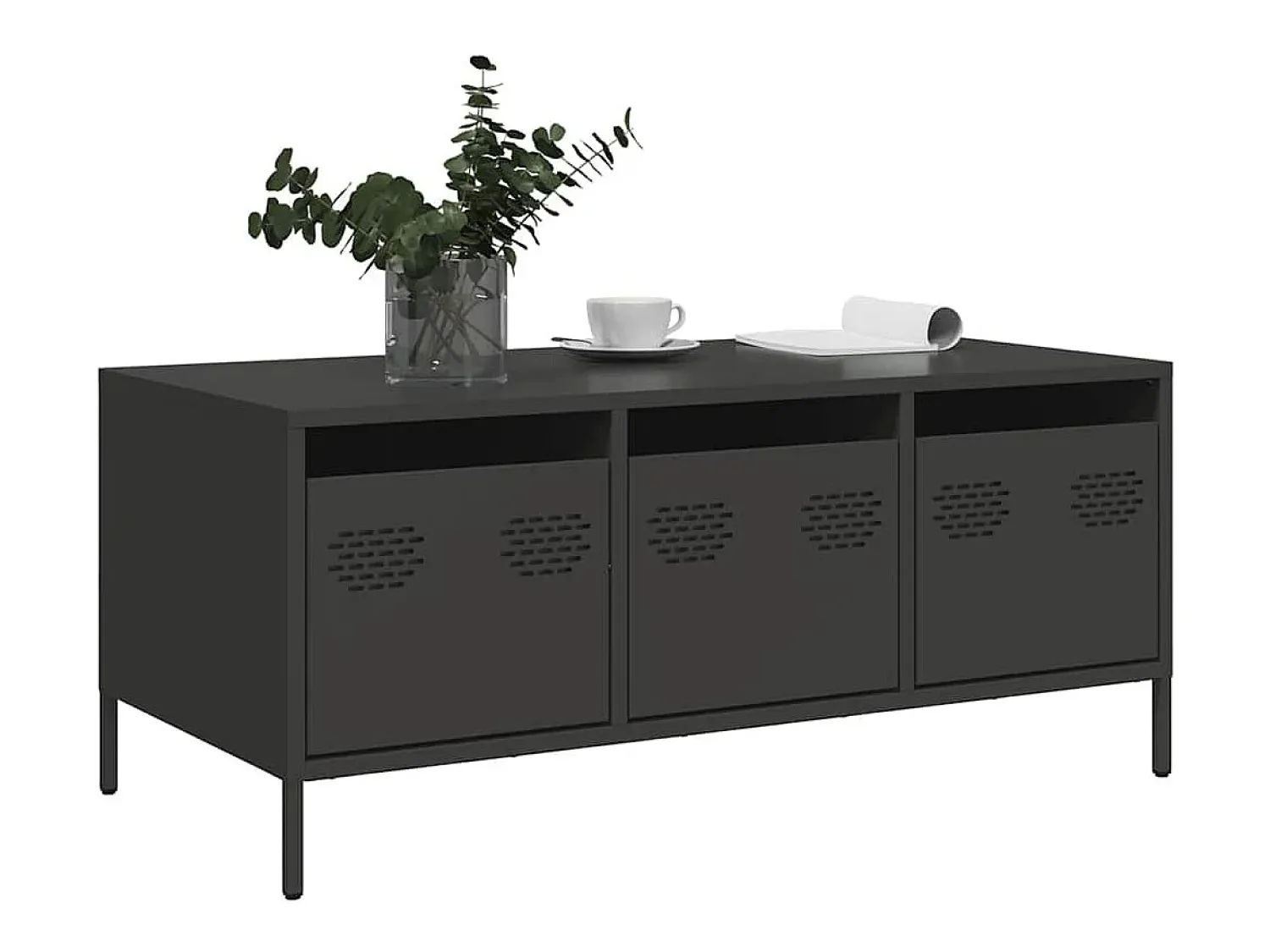 Mesa De Centro*vidaxl Mesa de centro 101,5x50x43,5 cm aço laminado a frio Preto