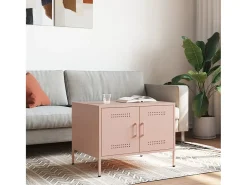 Outlet vidaxl Mesa de centro 68x50x50,5 cm aço Rosa