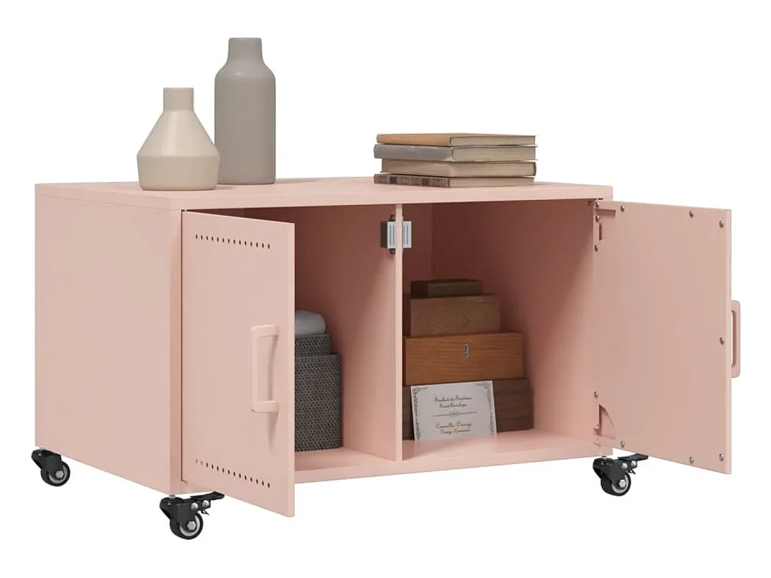 Outlet vidaxl Mesa de centro 68x50x43,5 cm aço Rosa