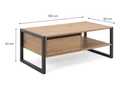 Clearance Mesa de Centro 100x40x55 cm Cinza Natural Preto / Castanho