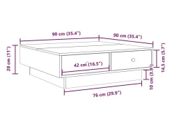 Mesa De Centro*vidaxl Mesa de centro 90x90x28 cm contraplacado Branco
