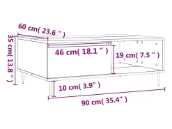 Mesa De Centro|vidaxl Mesa de centro 90x60x35 cm derivados de madeira Branco
