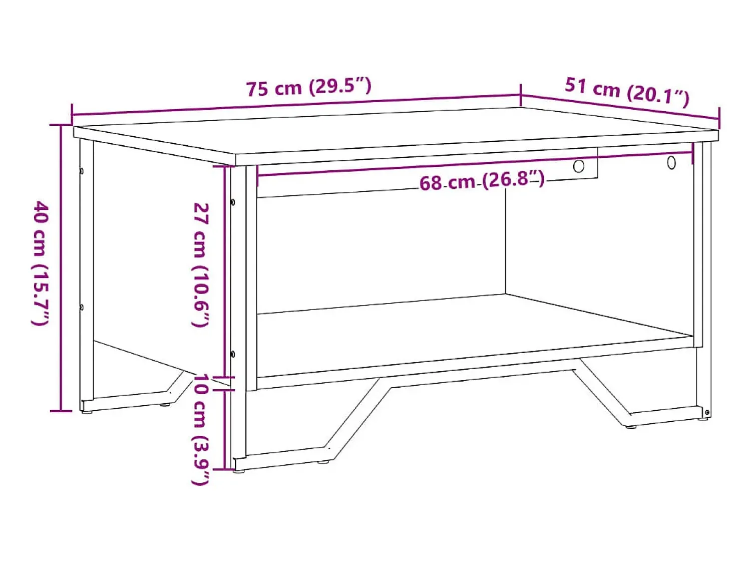 Mesa De Centro*vidaxl Mesa de centro 75x51x40 cm derivados de madeira sonoma Cinzento