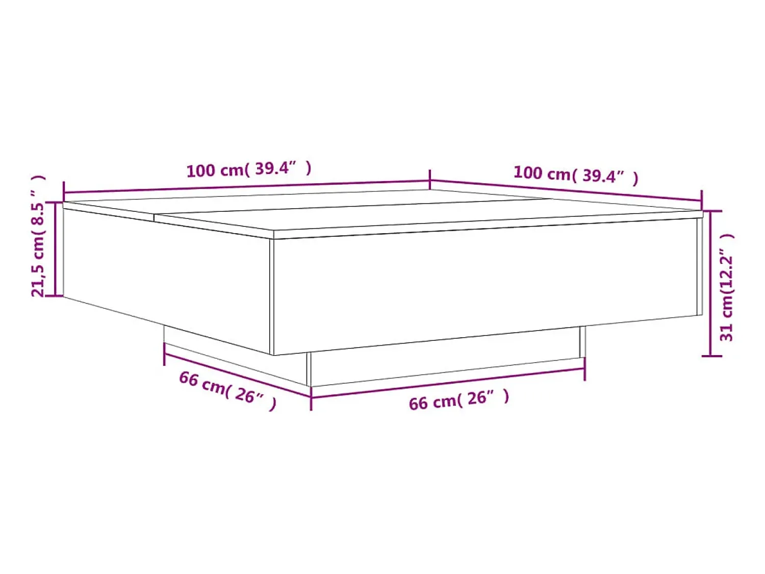 New vidaxl Mesa de centro 100x100x31 cm derivados madeira carvalho sonoma Natural claro