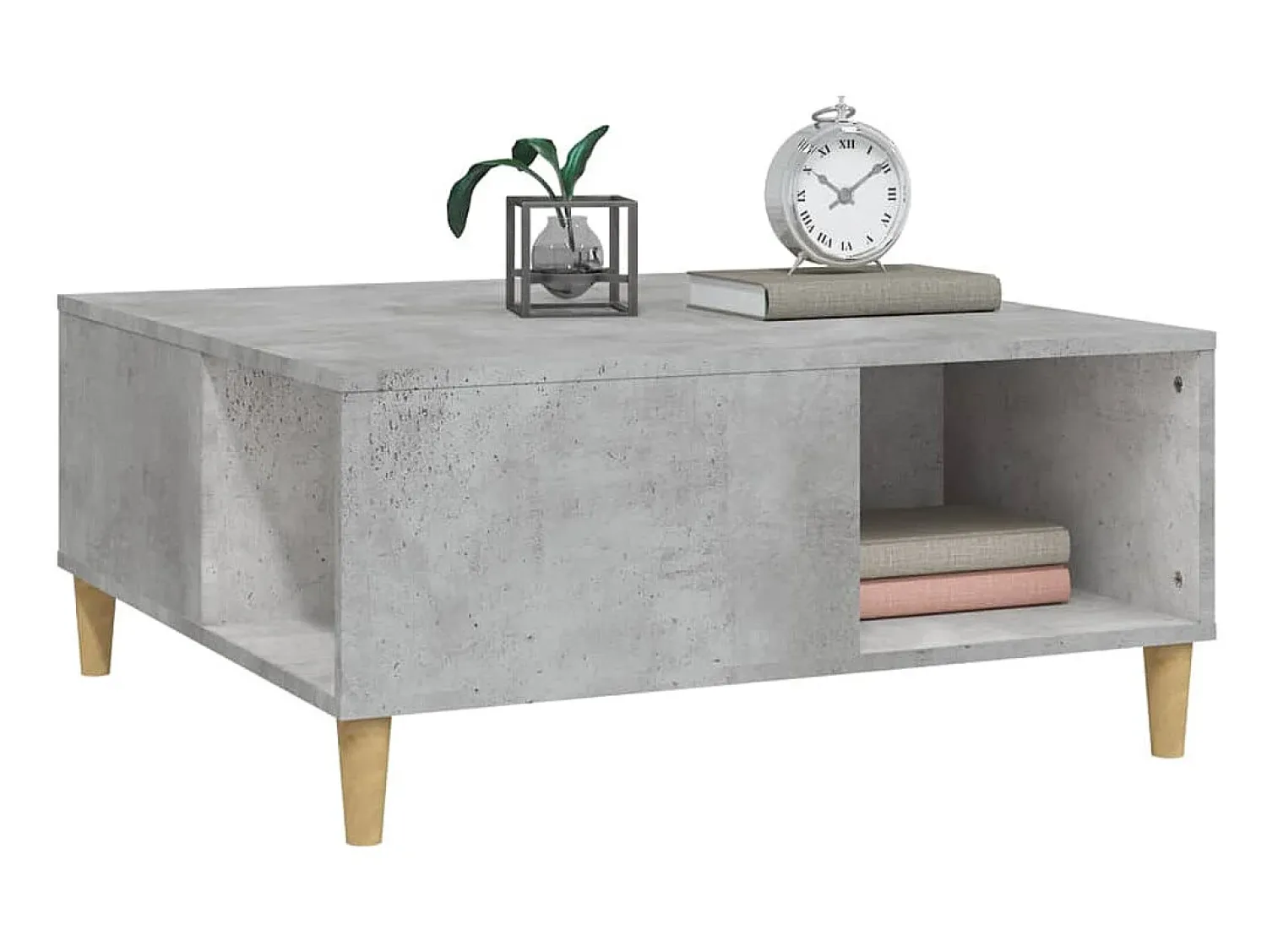 Mesa De Centro| Mesa de centro 80x80x36,5 cm derivados madeira cimento PT199606 Cinzento
