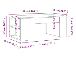 Mesa De Centro*vidaxl Mesa de centro 102x55x42 cm derivados de madeira Preto
