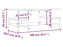 Mesa De Centro|vidaxl Mesa de centro 100x50,5x40 cm deriv. madeira carvalho castanho Natural claro
