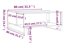 Mesa De Centro|vidaxl Mesa de centro 80x80x36,5 cm derivados de madeira Branco