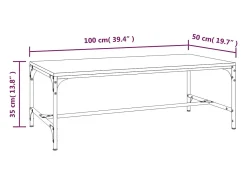 Outlet vidaxl Mesa de centro 100x50x35 cm derivados madeira carvalho castanho Natural claro