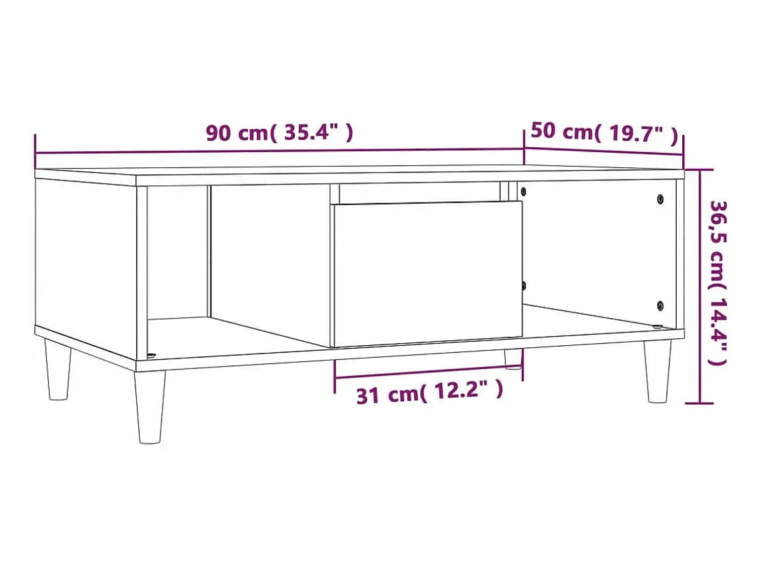 Best vidaxl Mesa de centro 90x50x36,5 cm derivados madeira carvalho sonoma Natural claro