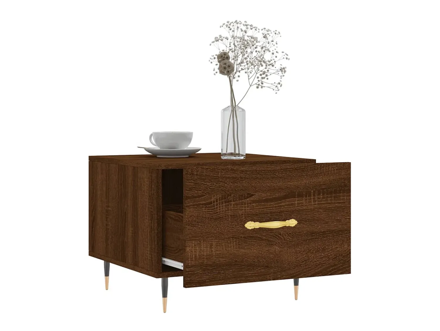 Mesa De Centro| Mesa de centro 50x50x40 cm derivados madeira carvalho PT802989 Castanho