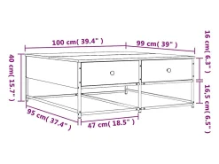 Mesa De Centro|vidaxl Mesa de centro 100x99x40 cm derivados madeira carvalho castanho Natural claro