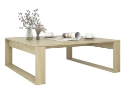 Mesa De Centro| Mesa de centro 100x100x35 cm derivados madeira carvalho sonoma PT129784 Castanho
