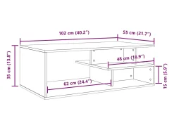 Hot vidaxl Mesa de centro 102x55x35 cm derivados madeira carvalho fumado Natural claro