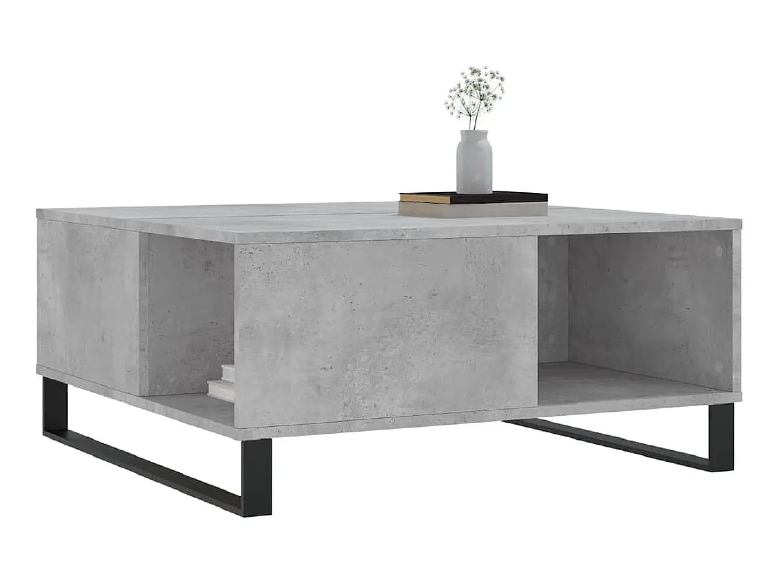 Mesa De Centro| Mesa de centro 80x80x36,5 cm derivados madeira cimento PT314897 Cinzento