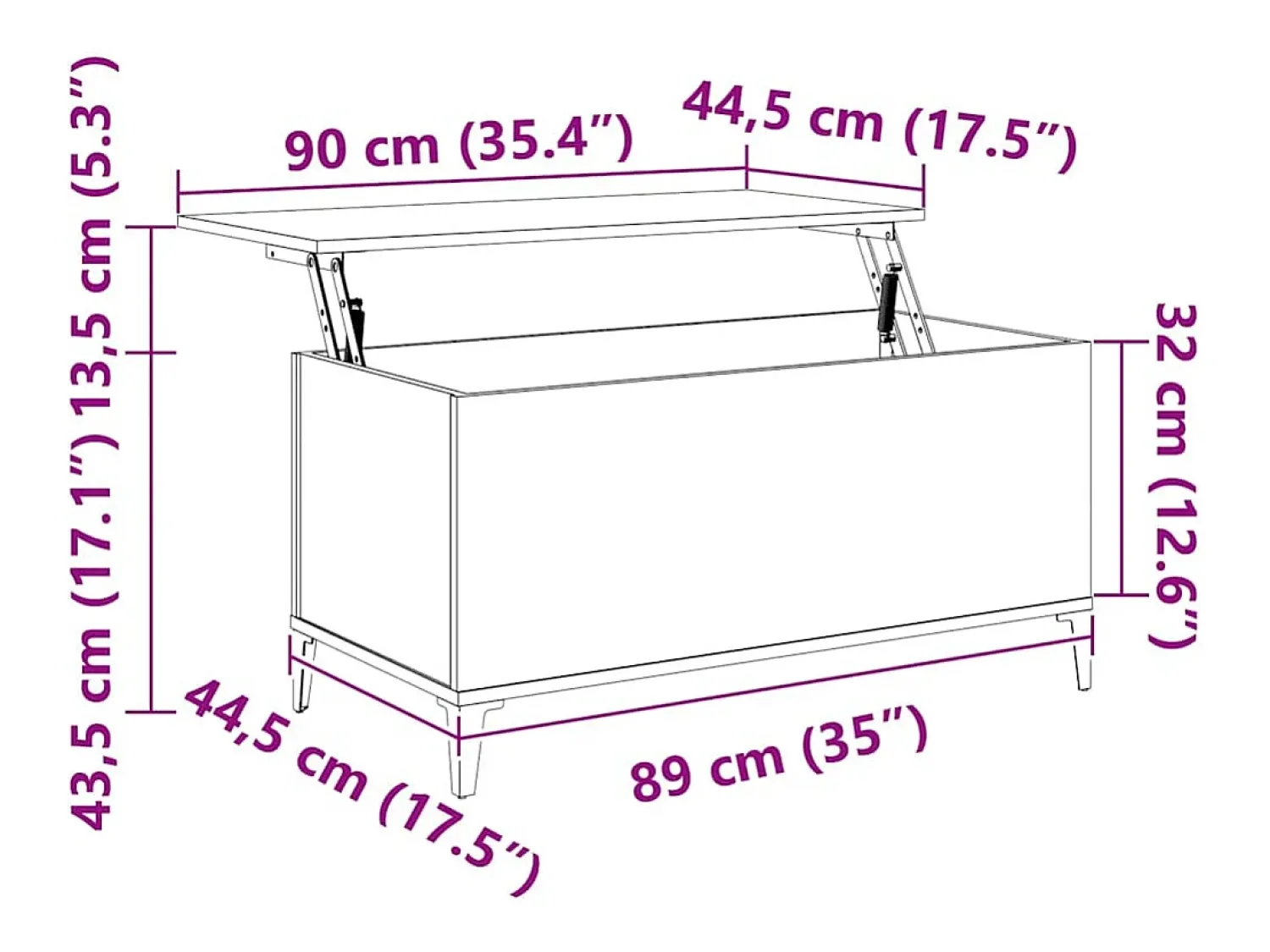 Outlet vidaxl Mesa de centro 90x44,5x45 cm derivados de madeira Preto
