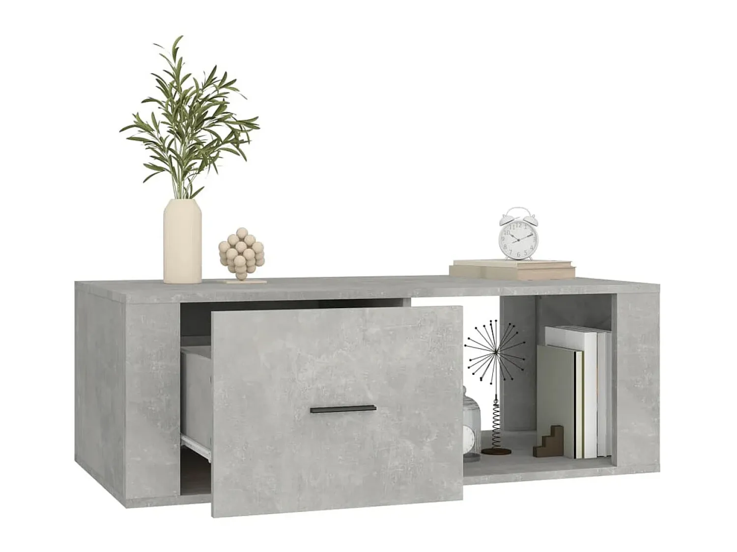 Mesa De Centro* Mesa de centro 100x50,5x35 cm derivados madeira cinza cimento PT549391 Cinzento