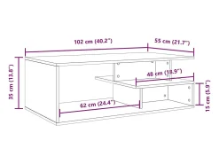 Online vidaxl Mesa de centro 102x55x35 cm derivados madeira sonoma Cinzento