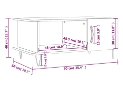 Mesa De Centro|vidaxl Mesa de centro 90x50x40 cm derivados de madeira sonoma Cinzento