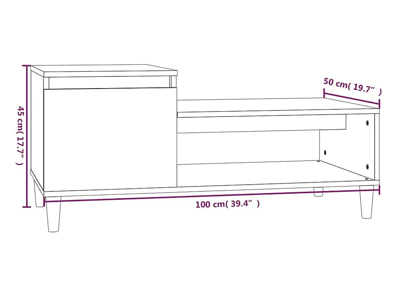 Clearance vidaxl Mesa de centro 100x50x45 cm derivados madeira carvalho sonoma Natural claro