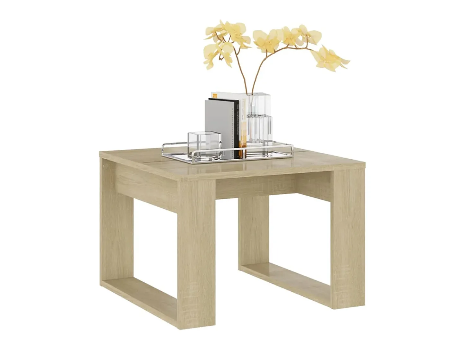 Mesa De Centro| Mesa de centro 50x50x35 cm derivados de madeira carvalho sonoma PT726054 Castanho