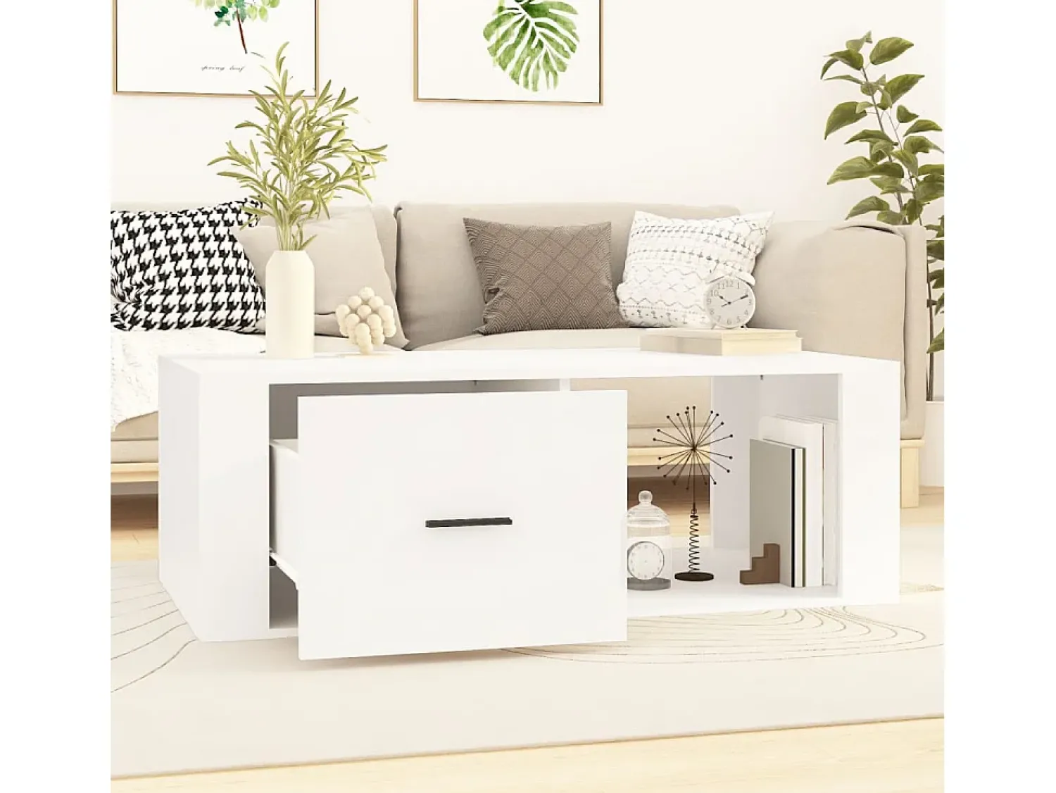 Mesa De Centro| Mesa de centro 100x50,5x35 cm derivados de madeira PT185838 Branco