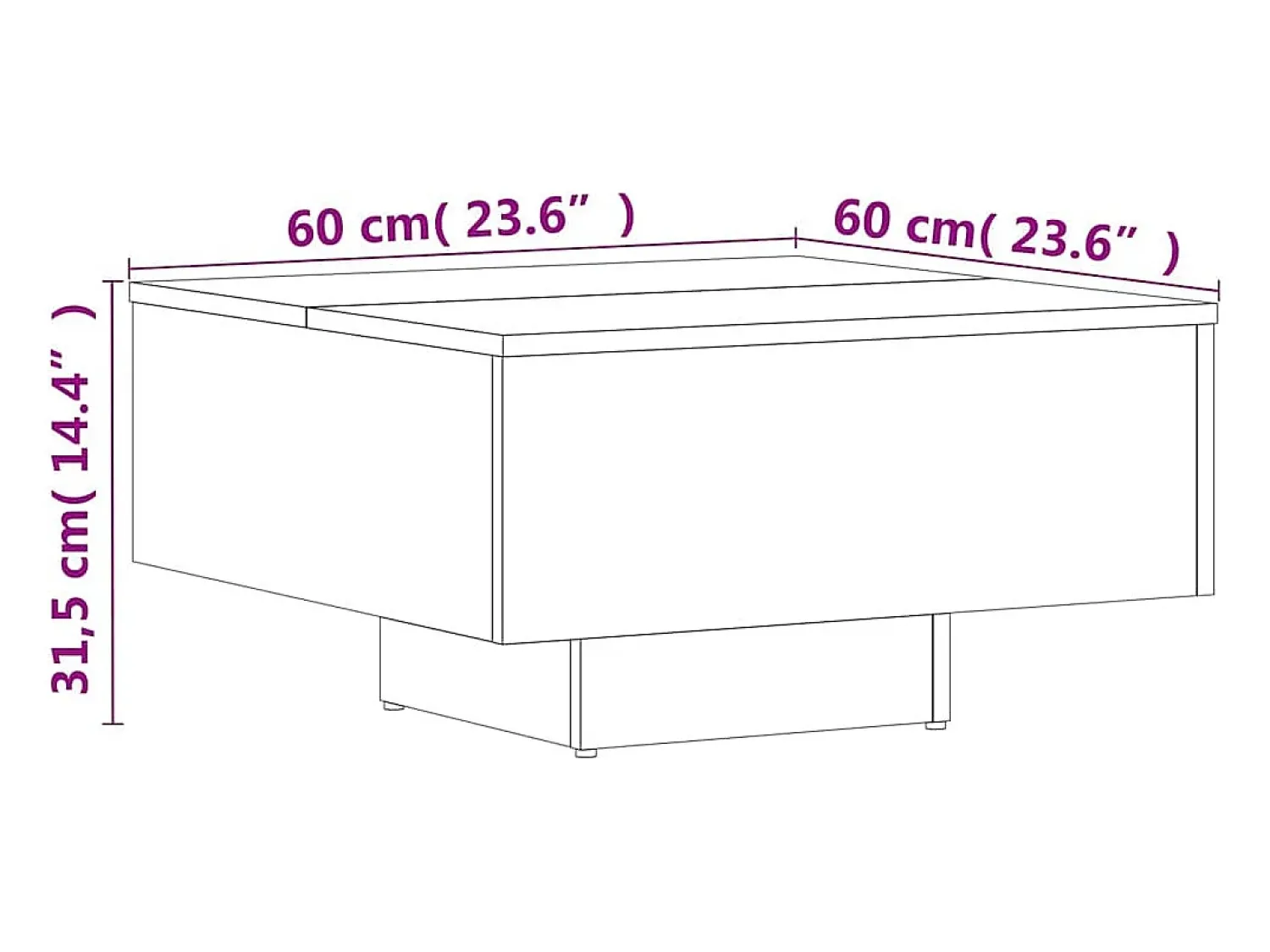 Sale vidaxl Mesa de centro 60x60x31,5 cm derivados madeira carvalho sonoma Natural claro