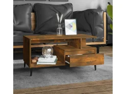Mesa De Centro| Mesa de centro 90x49x45 cm derivados madeira carvalho fumado PT971852 Castanho