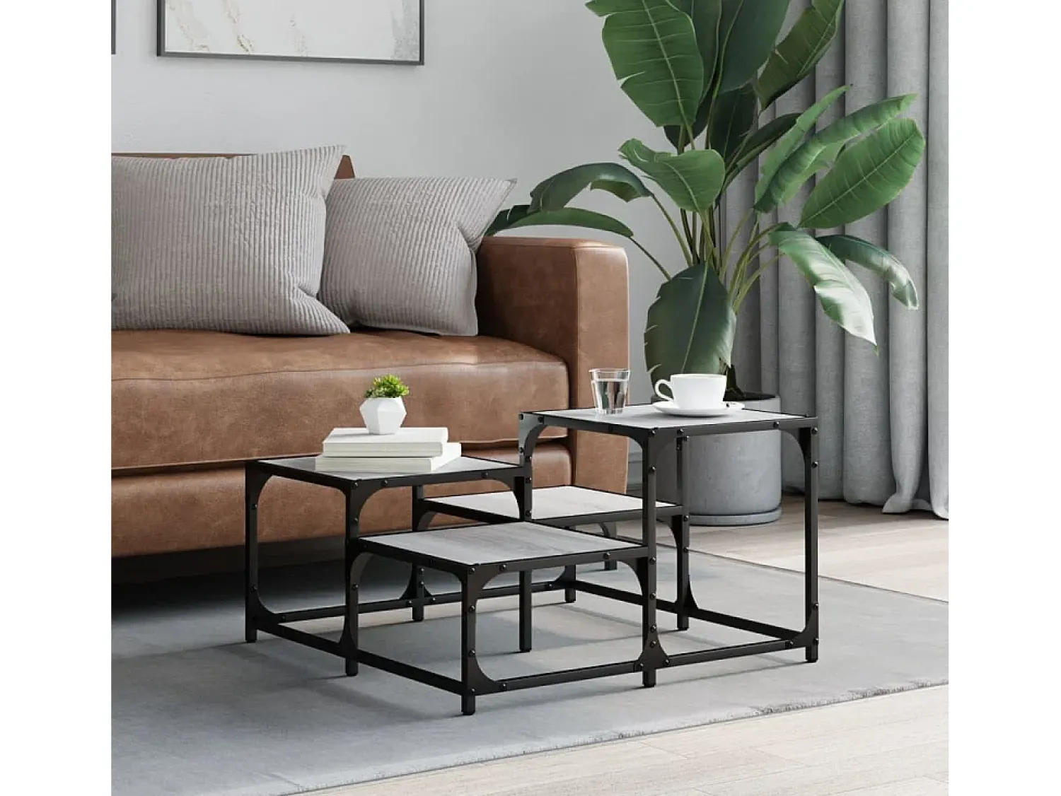 Clearance Mesa de centro 68x68x40 cm derivados de madeira sonoma PT444894 Cinzento