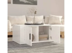 Outlet Mesa de centro 80x50x36 cm derivados madeira brilhante PT480521 Branco