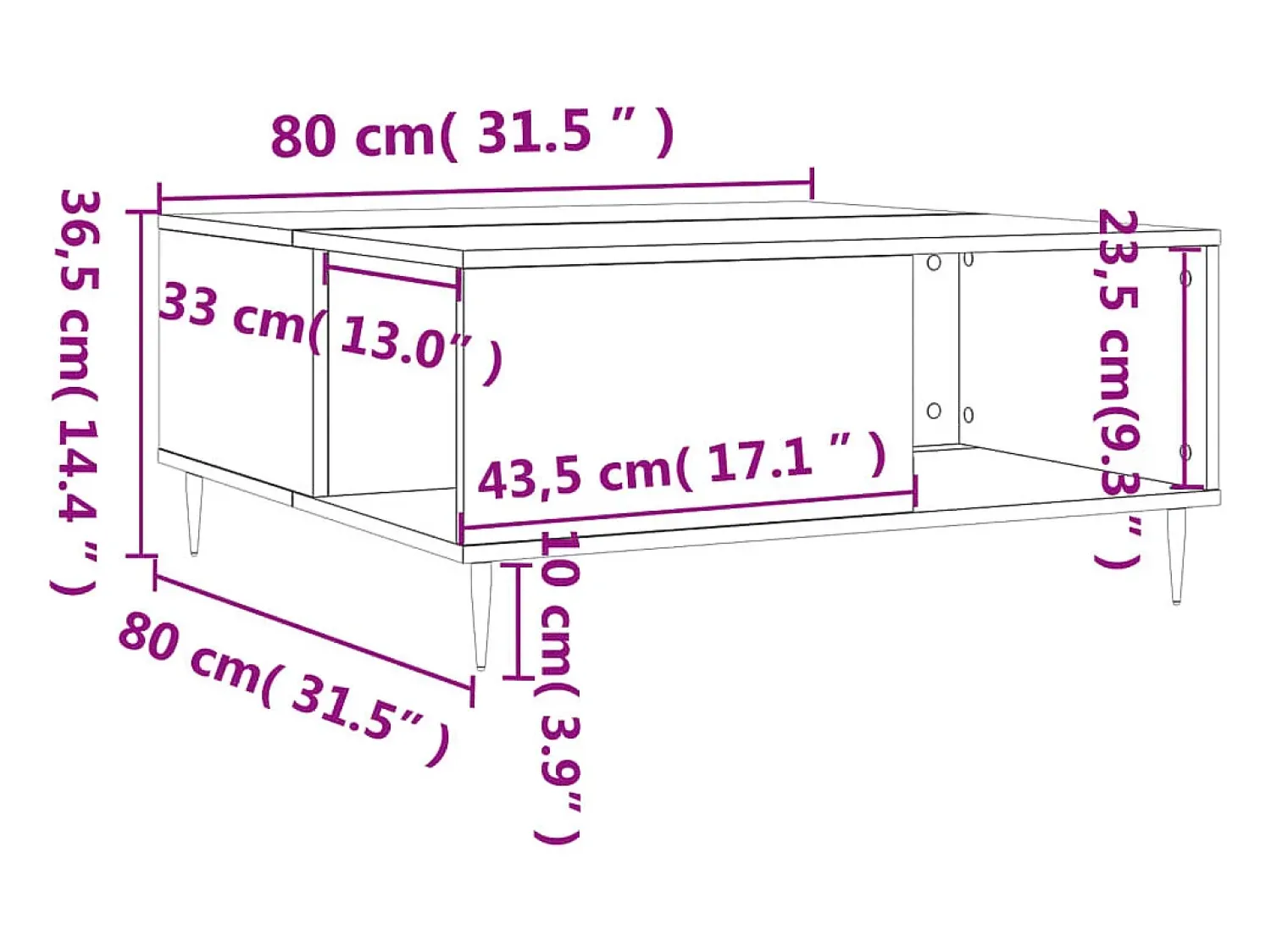 Mesa De Centro*vidaxl Mesa de centro 80x80x36,5 cm derivados de madeira Branco