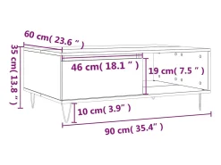 Mesa De Centro|vidaxl Mesa de centro 90x60x35 cm derivados de madeira sonoma Cinzento