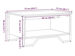 vidaxl Mesa de centro 75x51x40 cm derivados de madeira^ Mesa De Centro