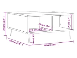 vidaxl Mesa de centro 60x60x30 cm derivados de madeira^ Mesa De Centro