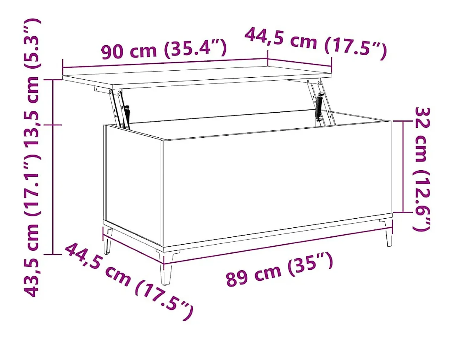 Mesa De Centro*vidaxl Mesa de centro 90x44,5x45 cm derivados de madeira cinza sonoma Cinzento