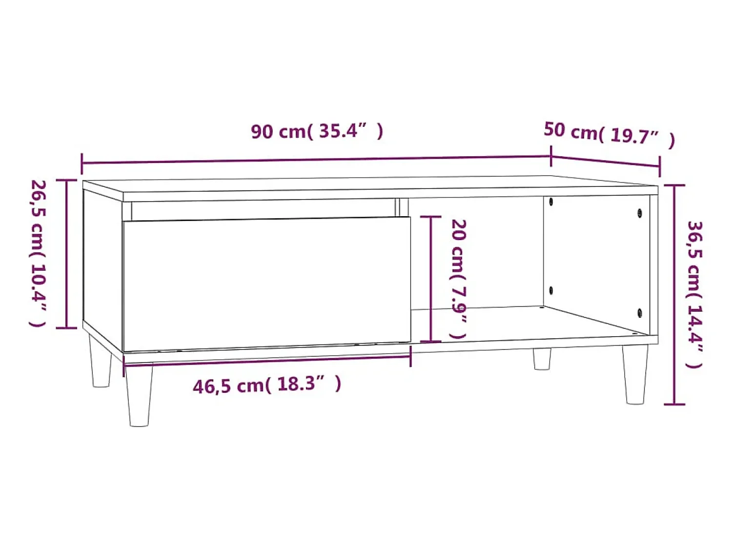 Mesa De Centro*vidaxl Mesa de centro 90x50x36,5 cm derivados madeira sonoma Cinzento