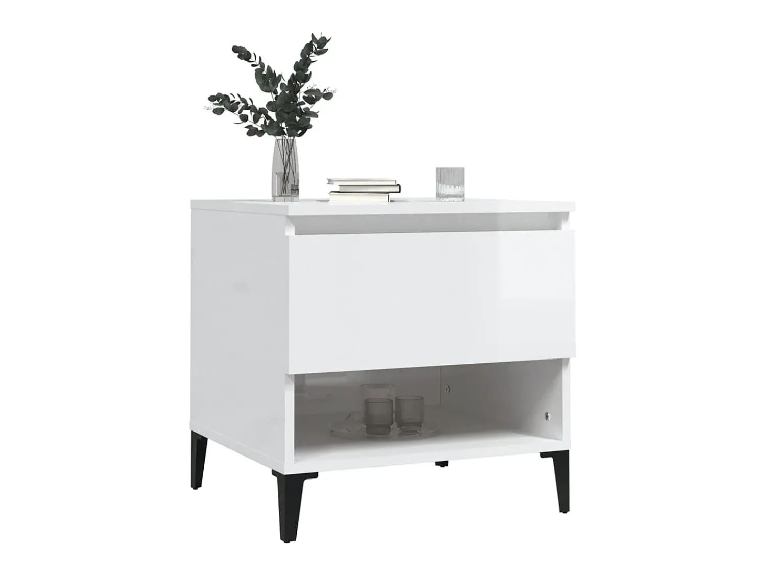 Mesa De Centro| Mesa de centro 50x46x50 cm derivados de madeira brilhante PT936179 Branco