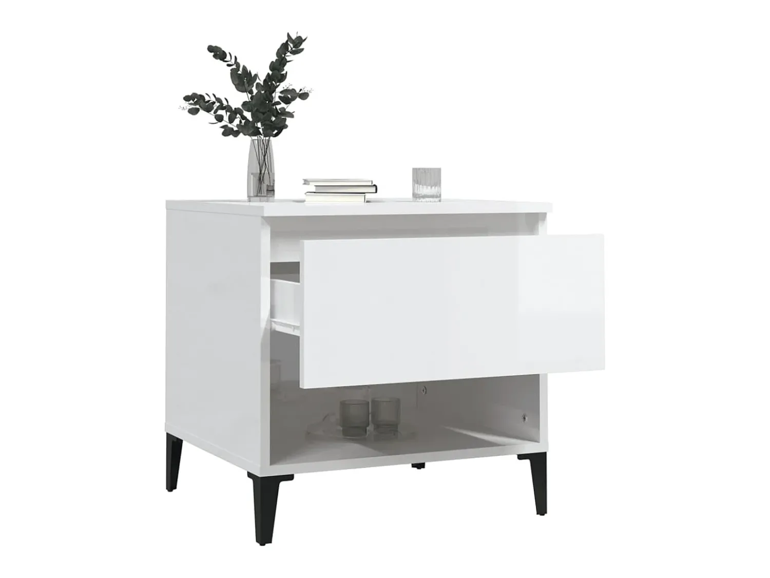 Mesa De Centro| Mesa de centro 50x46x50 cm derivados de madeira brilhante PT936179 Branco