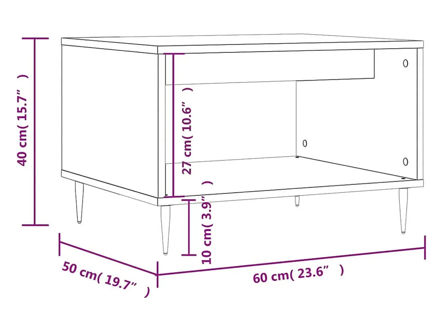 Mesa De Centro|vidaxl Mesa de centro 60x50x40 cm derivados de madeira Branco
