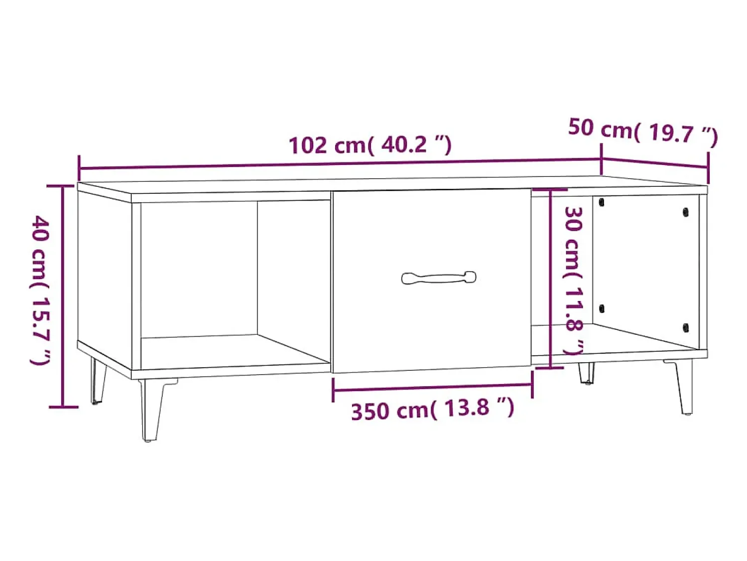 Mesa De Centro*vidaxl Mesa de centro 102x50x40 cm derivados madeira carvalho castanho Natural claro