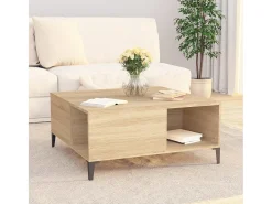 Mesa De Centro| Mesa de centro 80x80x36,5 cm derivados madeira carvalho sonoma PT288606 Castanho