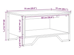 Mesa De Centro*vidaxl Mesa de centro 75x51x40 cm derivados de madeira carvalho fumado Natural claro