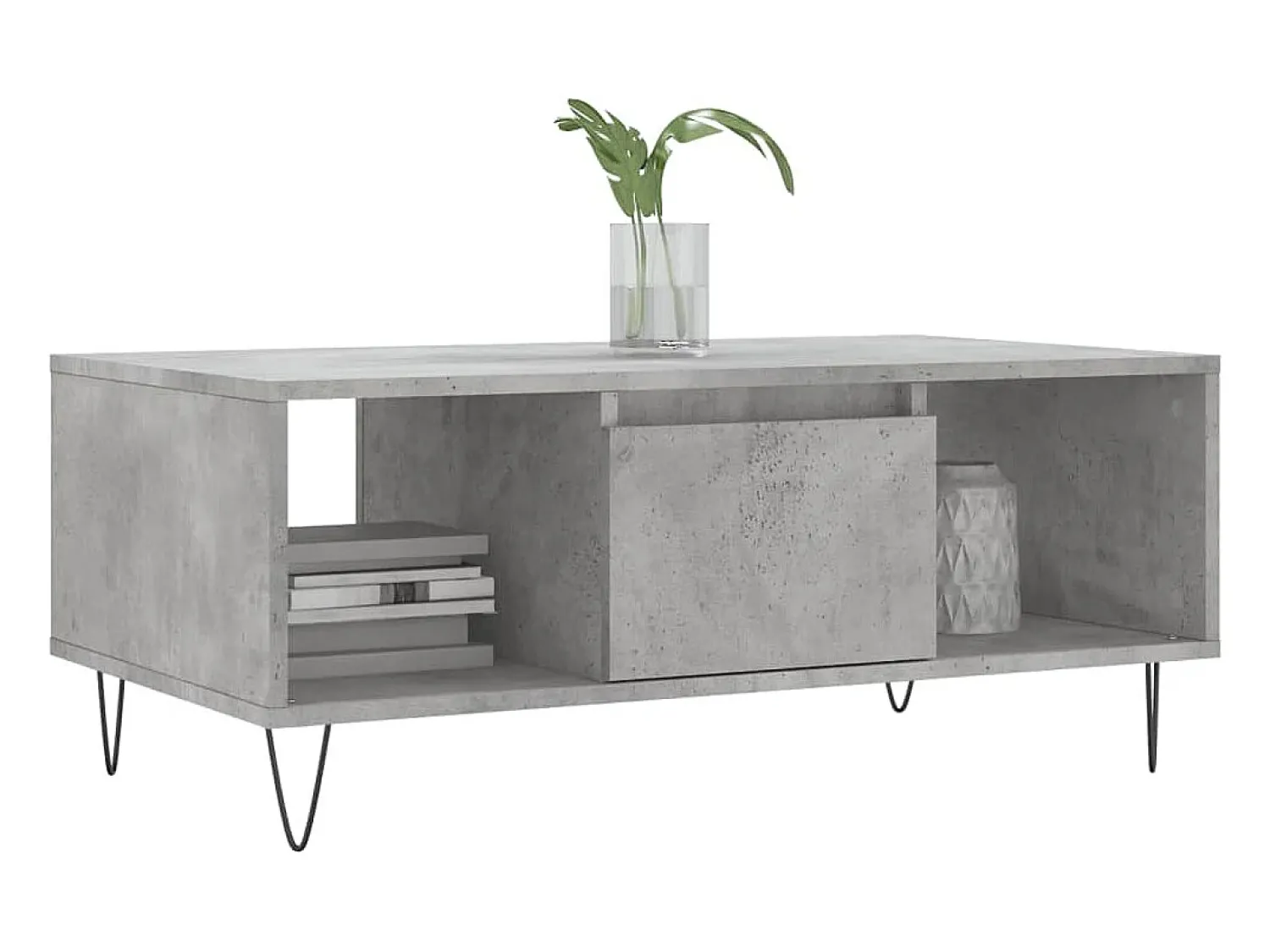 Clearance Mesa de centro 90x50x36,5 cm derivados madeira cimento PT386915 Cinzento