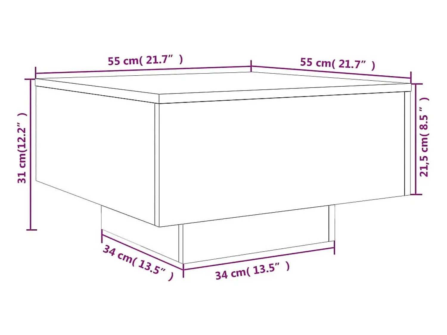 Mesa De Centro|vidaxl Mesa de centro 55x55x31 cm derivados de madeira cinza-cimento Cinzento claro