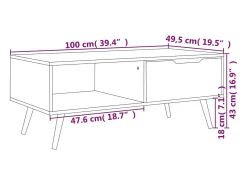 Mesa De Centro*vidaxl Mesa de centro 100x49,5x43 cm derivados de madeira Preto