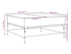 Mesa De Centro|vidaxl Mesa de centro 95x95x45 cm derivados de madeira/metal Preto